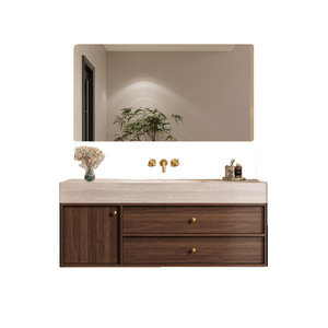 Mueble de baño estilo medieval con lavabo integrado de pizarra curvada y calentada, lavabo con soporte. - Product Image 4