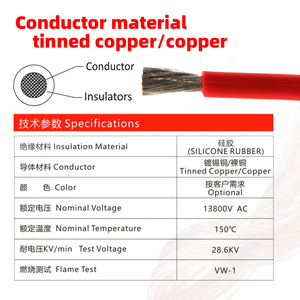 Tùy chỉnh ul 3643 linh hoạt Silicone <span class=keywords><strong>1</strong></span> 4 6 AWG dây cáp điện và dây đồng đóng hộp 15 mét Điện nhiệt độ cao cáp dây - Product Image 3