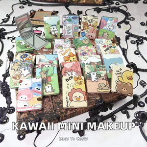Kawaii Animal Mini Folding Double Sided Stainless Steel Frame Silver Finish Portable Pocket <b>Compact</b> <b>Makeup</b> Mirror Travel Gift - Product Image 2