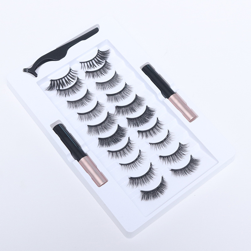 wholesale Hot selling High Quality sweatproof Eyelashes And Eyeliner 10 Pairs Magnetic Eyelash Eyeliner Suit