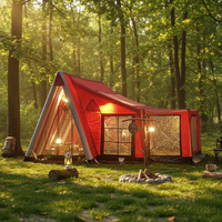Tente gonflable rouge en forme de A - Résistante au froid, au vent et à l'eau pour le camping hivernal en forêt et sur la neige