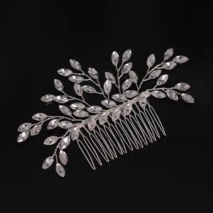 Silver Color Rhinestone Crystal Handmade Wedding Hair Combs Hair Accessories for Bridal Headpiece Women Bride Jewelry