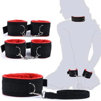 7 PCS verstellbares BDSM-Kit Plüsch SM-Spielzeug Sex Bondaged Bett fesseln Handgelenk Knöchel gebunden nach unten Hals Beins ch laufe für bequeme Ruhe