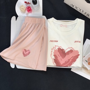<span class=keywords><strong>Camicia</strong></span> <span class=keywords><strong>da</strong></span> <span class=keywords><strong>notte</strong></span> estiva <span class=keywords><strong>da</strong></span> donna, pantaloncini sottili a <span class=keywords><strong>maniche</strong></span> <span class=keywords><strong>corte</strong></span> con girocollo, dolce e grazioso pigiama estivo Set due pezzi - Product Image 3