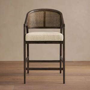 Sillas de Bar de Tela de Alta Calidad para Muebles de <span class=keywords><strong>Cocina</strong></span> Modernos de Interior, <span class=keywords><strong>Taburete</strong></span> de <span class=keywords><strong>Madera</strong></span> con Respaldo de Mimbre - Product Image 4