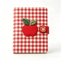 Carnet thermique YaLong à couverture rigide en cuir avec broderie de fruits à carreaux, joli carnet de notes en PU pour fille, 120 feuilles, logo personnalisé pour étudiant
