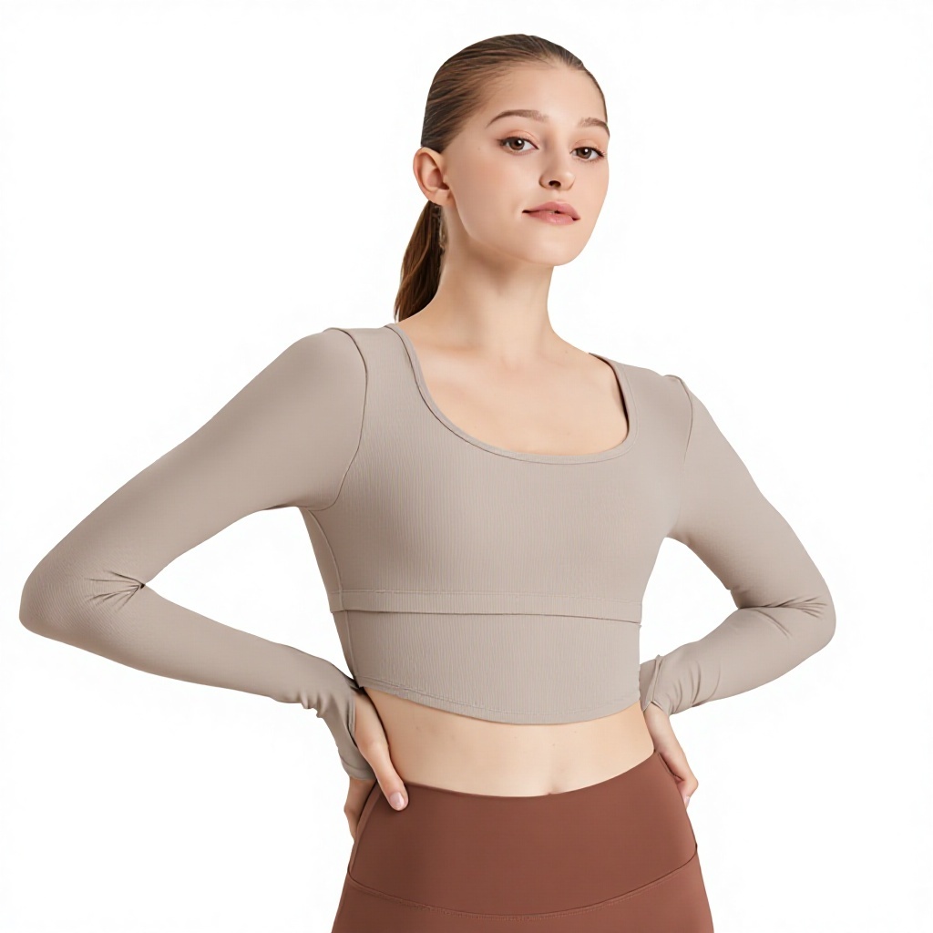 Women's Yoga Clothing Long Sleeve Chest Pad Autumn Winter New Tight Top T-shirt Sports Running Training Fitness Front