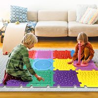 Carreaux de sol sensoriels éducatifs pour nourrissons et tout-petits 6 pièces carrés Eva Carrelage de sol à emboîtement Puzzle Tapis de jeu en mousse pour enfants