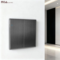 MGA Home Switches Gris 2 Gang 2 Way Grand Panneau 16A 250V Light Interrupteur mural électrique