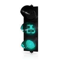 Lampu Lalu Lintas LED 2 in 1 dengan Lensa Transparan, Diameter 300mm, Bola Merah Hijau Kuning dan Counter 2 Digit Merah, Hijau