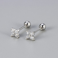 Anting-anting tusuk bunga zirkon warna-warni untuk wanita, perhiasan tindik helix kuningan, grosir, custom