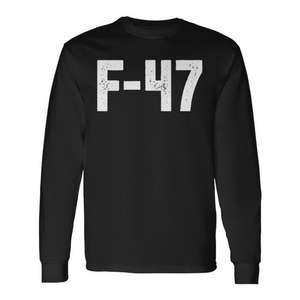 Camiseta de manga larga F-47, ropa unisex con estampado gráfico de estilo militar, color negro - Product Image 1