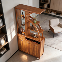 Meuble à vin en panneaux de fibres à densité moyenne, cloison incurvée, nouveau style chinois de luxe léger, porte-vin, rangement pour vin et objets décoratifs
