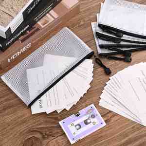 Bolsas de malla de PVC transparente negras A6 con cremallera, carpetas de plástico para archivos, bolsa portátil para documentos, para guardar lápices, para uso estudiantil - Product Image 4