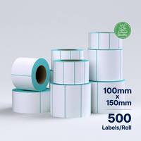 Étiquettes thermiques directes personnalisées 50x70 100x150 vierges ou imprimées, autocollantes, en papier blanc, pour codes-barres, rouleau d'étiquettes pour balance 58mm
