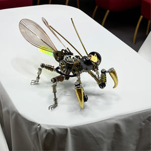 PUNK Mechanical แมลงเรืองแสงตั๊กแตนตำข้าวที่มีสีสัน DIY โมเดลงานฝีมือโลหะเครื่องประดับปริศนา3D - Product Image 3