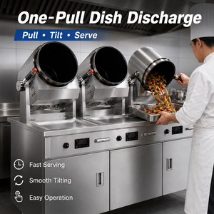 High Efficiency Cabinet Style Three Head Electromagnetic Stir Fry Machine 360° Rotating Intelligent Automatic Cooking Machine - Product Image 4