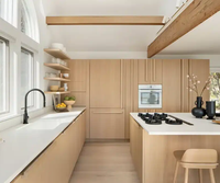 Meubles de cuisine modernes en chêne blanc sur mesure avec évier, crédence, robinet et charnières – Conception modulaire, écologique, prêt à assembler