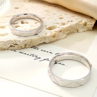 Bagues de couple en argent véritable 925 en gros, cadeaux de mariage, alliances simples, bague de promesse