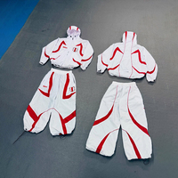 Ensemble de survêtement unisexe 2 pièces en nylon léger, respirant, grande taille, avec fermeture éclair, coupe-vent color block et patchwork