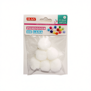 Ilan <b>Wool</b> Pom Poms 3cm White 6pcs <b>Craft</b> Supply - Product Image 2