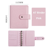 Carnet de rangement Macaron A7, Set de classeurs de luxe rechargeables avec enveloppes d'argent, Mini portefeuille de poche à 6 anneaux