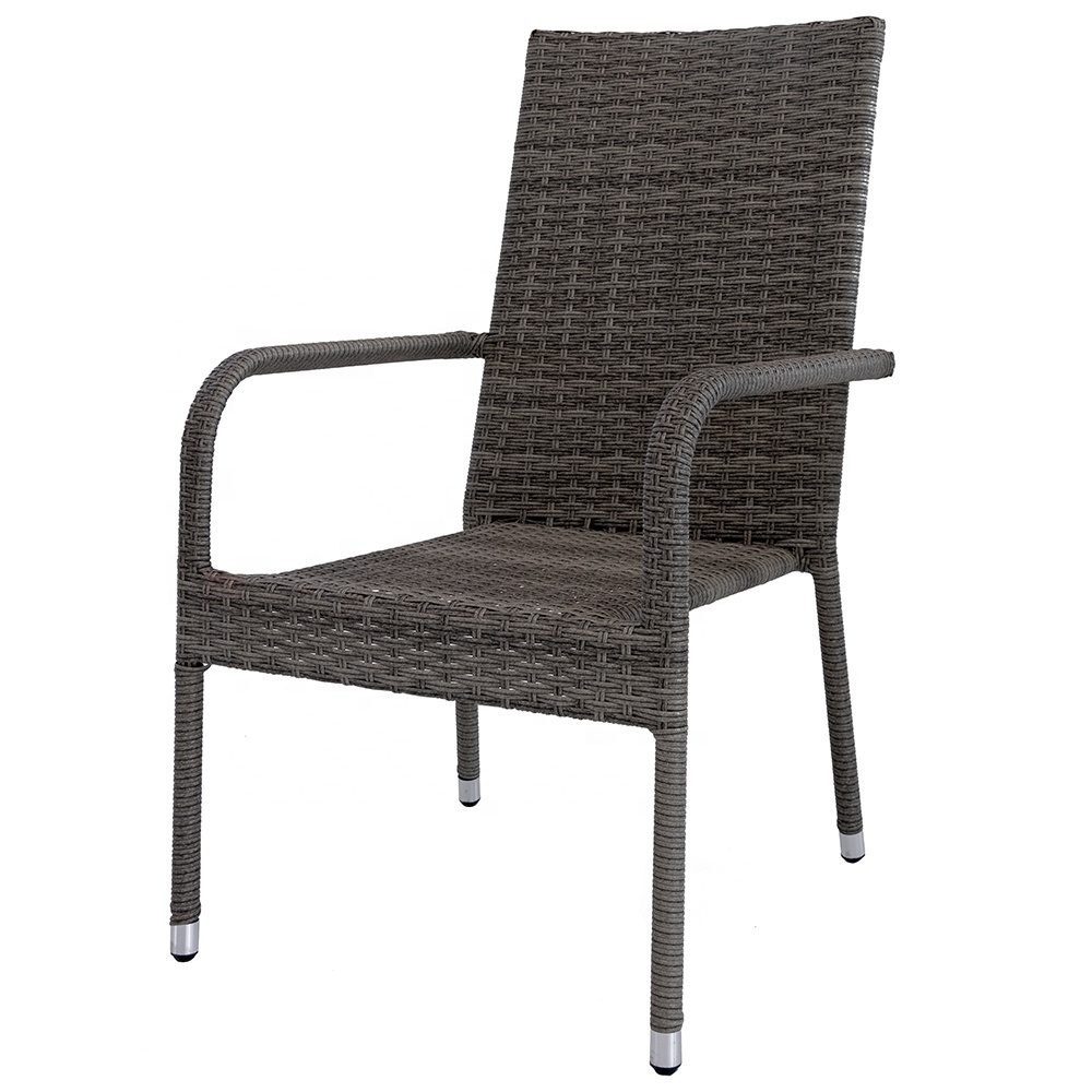 -El clima al aire libre muebles de marco de acero de mimbre de Patio con apilables sillas del Patio