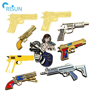 Produttore 3D teschio croce pistola sparatutto <span class=keywords><strong>fucile</strong></span> lancia da arma da fuoco smalto spille spille Custom spille smalto pistola spille - Product Image 1