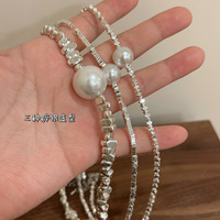 Nouveau collier de perles en argent pour femme, style japonais et coréen, design minimaliste et luxueux, parfait pour la superposition, chaîne en bambou