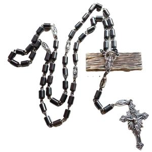 Ematite Nera Del <span class=keywords><strong>Rosario</strong></span> di Pietra 8 millimetri <span class=keywords><strong>Collana</strong></span> di Perle - Product Image 3