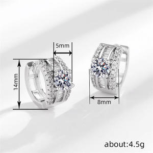 E4863 Orecchini con diamanti in oro bianco, taglio rotondo brillante, colore G, diamanti naturali, gioielli da sposa classici da donna - Product Image 5