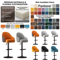 Tabourets de bar modernes de luxe, réglables en hauteur, pivotants, en cuir PU capitonné avec garniture dorée pour îlot de cuisine