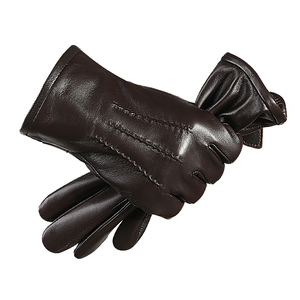 Gants de conduite en cuir à doigts entiers, hiver, unisexe, marron - Product Image 1