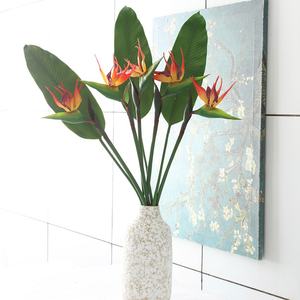 Silicone Oiseau Paradis Strelitzia Reginae Usine En Gros Orange Bleu Arrangement De Fleurs Artificielles Décoration de La Maison - Product Image 1