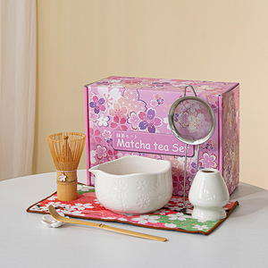 Set de Matcha con Tazón de Cerámica de Boca Ancha, Batidor de Bambú, Cuchara y Tamiz, Ecológico, Premium, para Cafetería, Venta en Línea y al por Mayor - Product Image 1