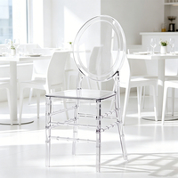 Chaise transparente en cristal pour banquet d'hôtel, chaise de salle à manger transparente pour une utilisation en intérieur et en extérieur, application multi-scènes