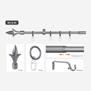 <span class=keywords><strong>Tringle</strong></span> à <span class=keywords><strong>rideau</strong></span> télescopique en acier inoxydable 13/16 mm et ensemble de tuyaux, design moderne, anti-rouille, promotion Allemagne - Product Image 5