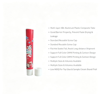 Mini tube souple en aluminium et plastique avec bouchon à vis standard pour colle à bulles, échantillons cosmétiques, emballage personnalisé, impression couleur intégrale