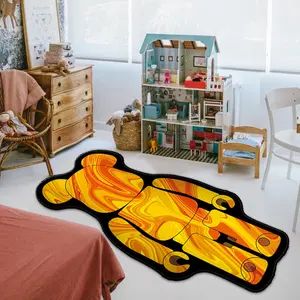 黄色卡通熊3d区域地毯或地毯客厅防滑地垫地毯定制地毯