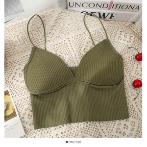 Débardeur sexy moulant pour femme avec soutien-gorge push-up intégré et coussinets, haut court tricoté, tube top, débardeur en V, bralette – Grande Vente - Product Image 5