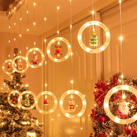 Guirlande lumineuse de Noël en forme de boule à vœux, Père Noël, rideau de lumières féeriques, fil de cuivre, pour mariage, fête, décoration intérieure