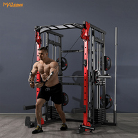 Support de squat réglable à la machine Smith robuste, équipement de gymnastique commercial avec traction Lat, système de fitness à domicile pour les centres d'entraînement