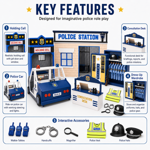Area Gioco per Bambini a Tema Stazione di Polizia, Attrezzatura per Giochi di Ruolo per Parco Giochi Cittadino - Product Image 4