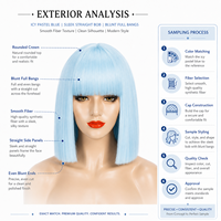 12 Zoll Pastellblau Kurzer Bob Synthetische Perücke mit Pony Hitzebeständig Damen Cosplay Tägliches Tragen Ganzkopf-Perücke Großhandel