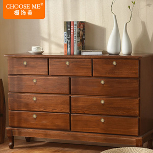 Commode en bois Choose Me à 8 tiroirs, armoire de rangement en bois massif, meubles de chambre à coucher avec poignées, style moderne minimaliste - Product Image 1
