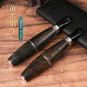 Pipa para fumar de madera maciza hecha a mano con nuevo diseño de Torpedo, accesorios de tabaco de pipa reutilizables portátiles a prueba de viento - Product Image 5