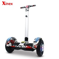 Offre Spéciale 10 pouces auto équilibrage hoverboard avec manche télescopique roue lumineuse a mené la lumière