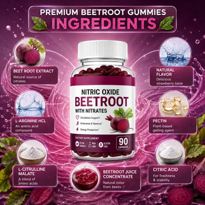 Gomitas de Remolacha Orgánica Ricas en Vitaminas OEM/ODM, Suplementos para Adultos, Recién Nacidos y Mujeres Embarazadas, Complementadas con Pimienta Negra - Product Image 2