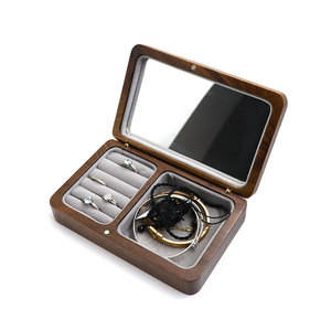 Estuche de Joyería de Madera de Nogal en Stock de Fábrica, Exquisito Estuche de Joyería con Espejo, Estuche de Almacenamiento de Joyería al por Mayor - Product Image 1