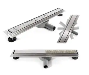 Drenaje de Ducha Delgado de 90 cm, Drenaje de Piso de Acero Inoxidable con Posibilidad de Instalación en Ángulo, Drenaje de Doble Cara con Sifón Autolimpiante y Antiolores, Tamaños 60-100 - Product Image 1